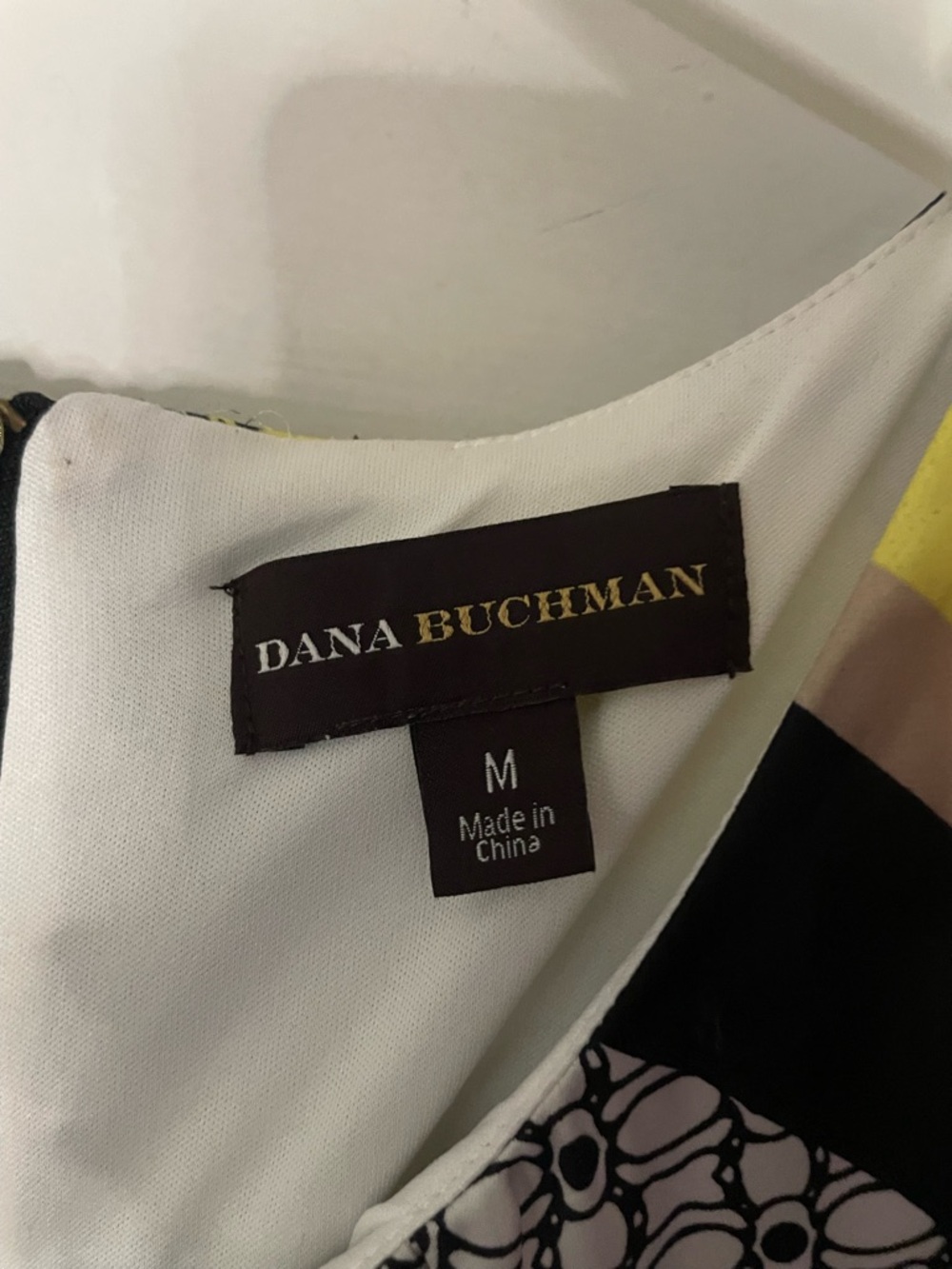 Dana Buchman Yellow, Black & White Geometric Mini Dress - Picture 3 of 4